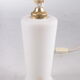 White glass table lamp with a pliche fabric shade, 70s.