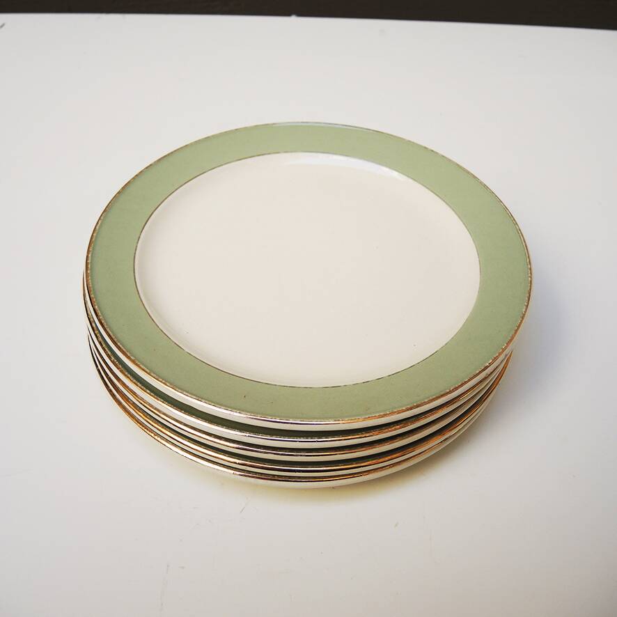 5 Antique Villeroy & Boch Celadon Dessert Plates