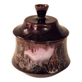 Sucrier couvert Vallauris céramique émaillée Marron vieux rose A152-3