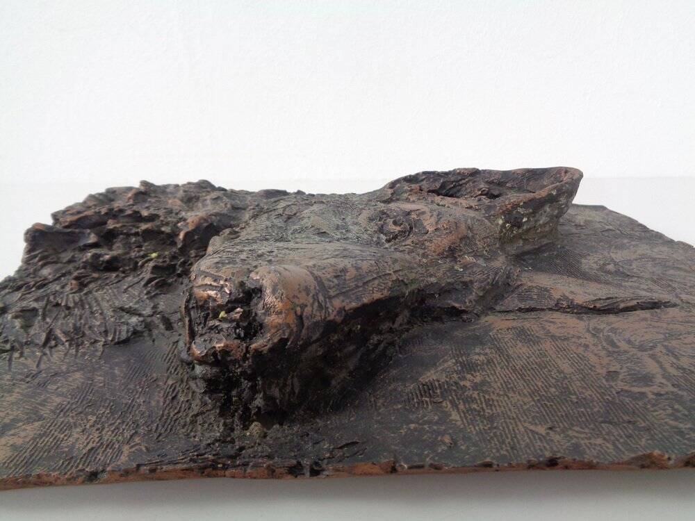 Large copper-coloured German Shepherd relief, 1960s