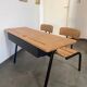 Bureau double écolier vintage relooké noir et bois