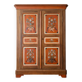 Hand-painted Alsatian wardrobe with floral decoration, 19th century.