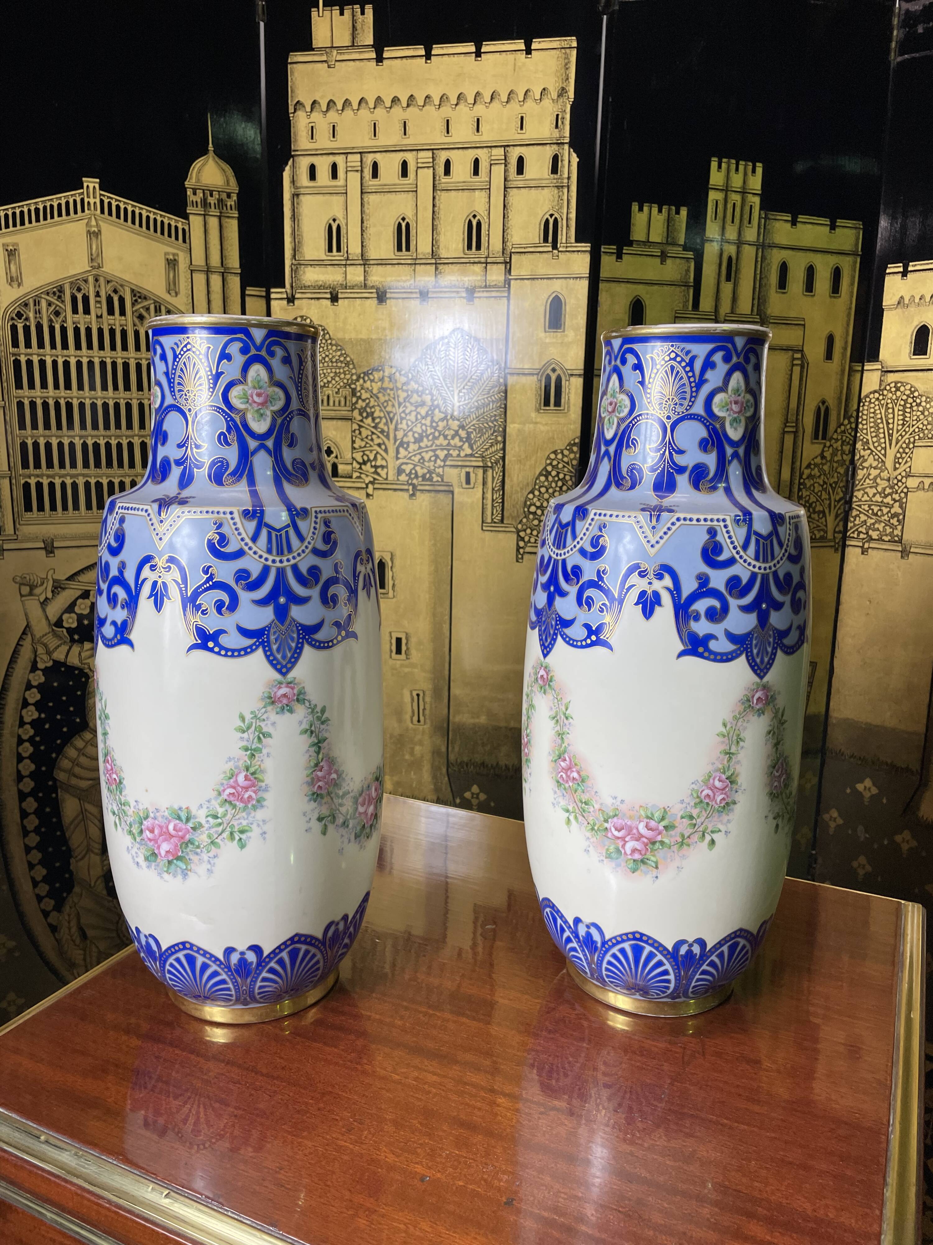 Pair of earthenware vase from Limoges