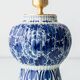 Royal Delft 1924 Blue and White Ceramic Table Lamp, New Vermilion Silk Shade