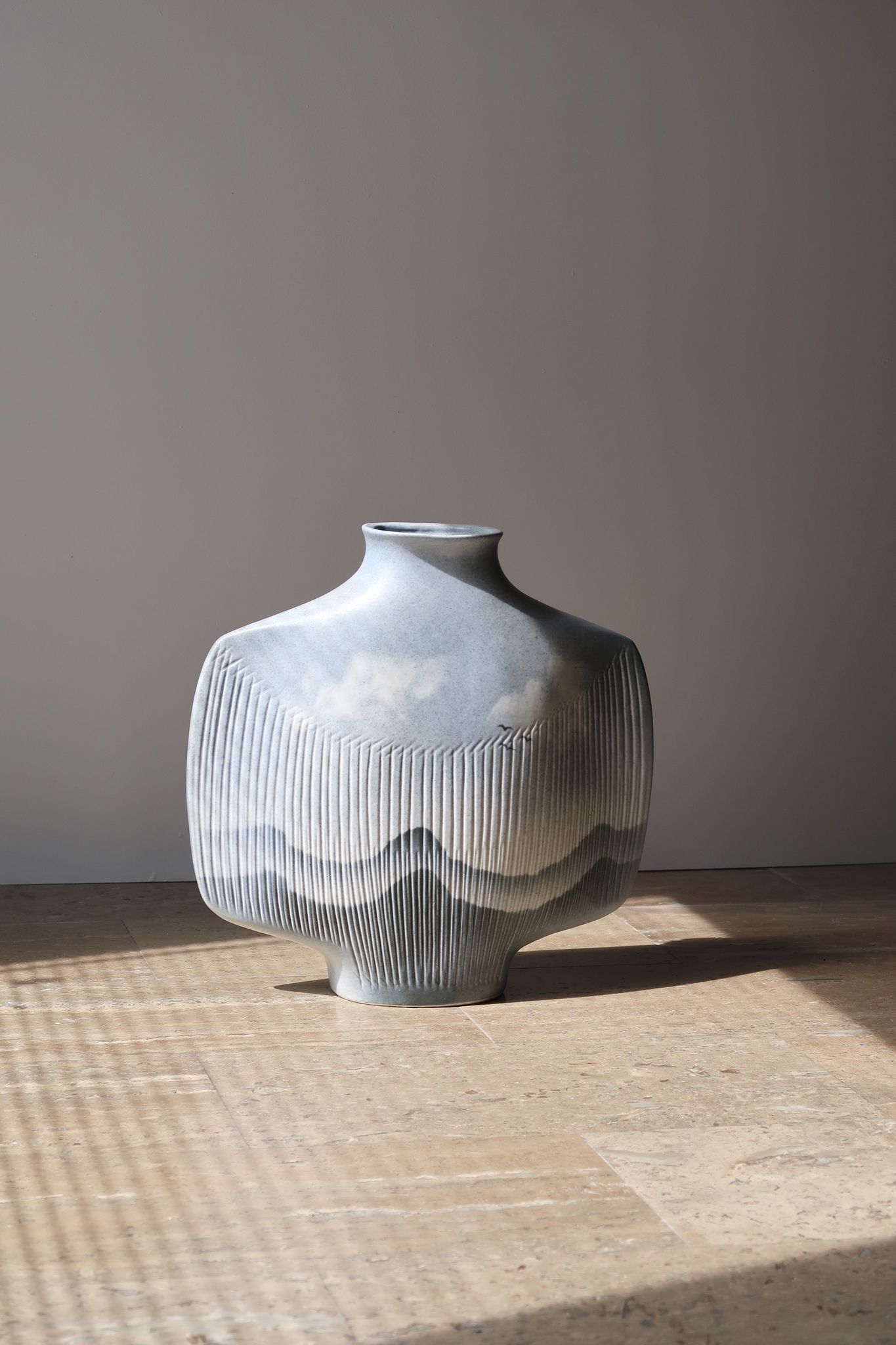 Vase de Yves Mohy en porcelaine Virebent, années 70