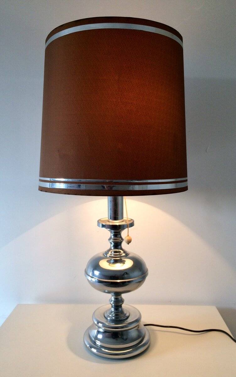 Large Mid-Century Italian Chrome Table Lamp, 1960s