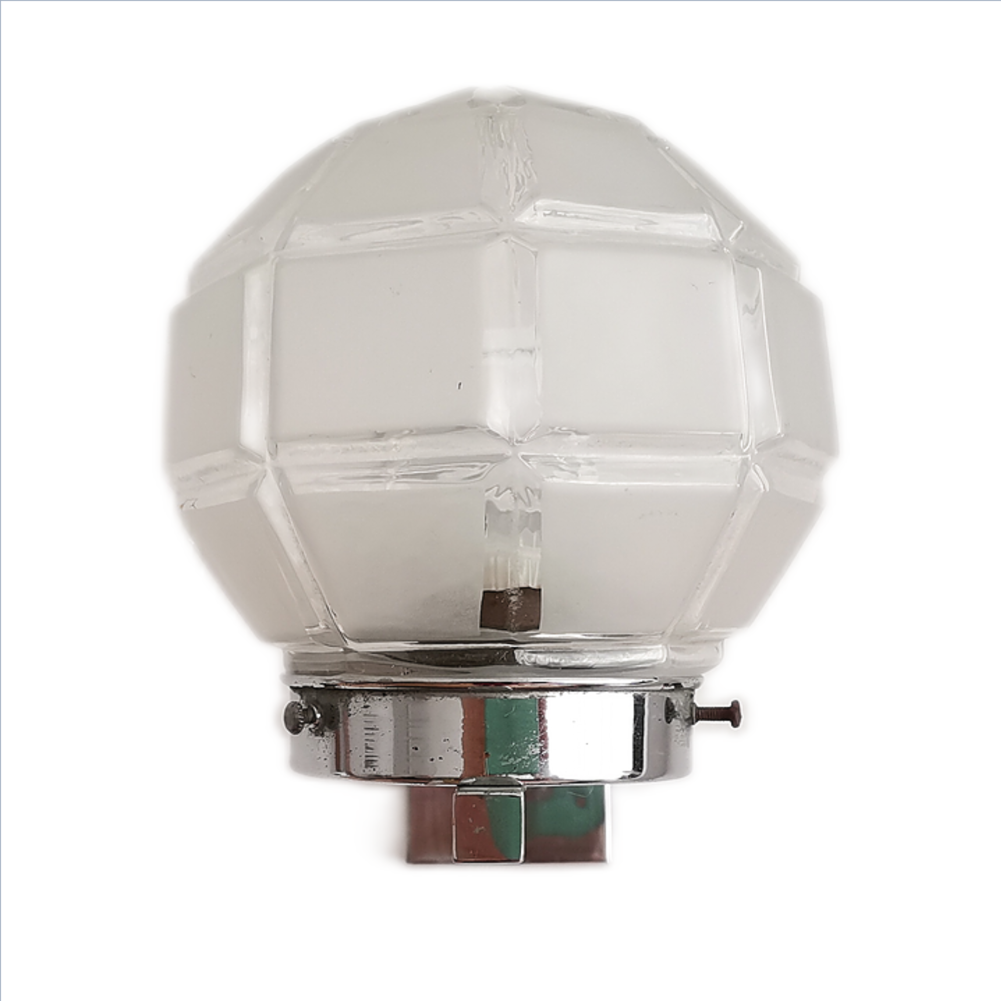 Lampe murale art déco chrome et verre dépoli
