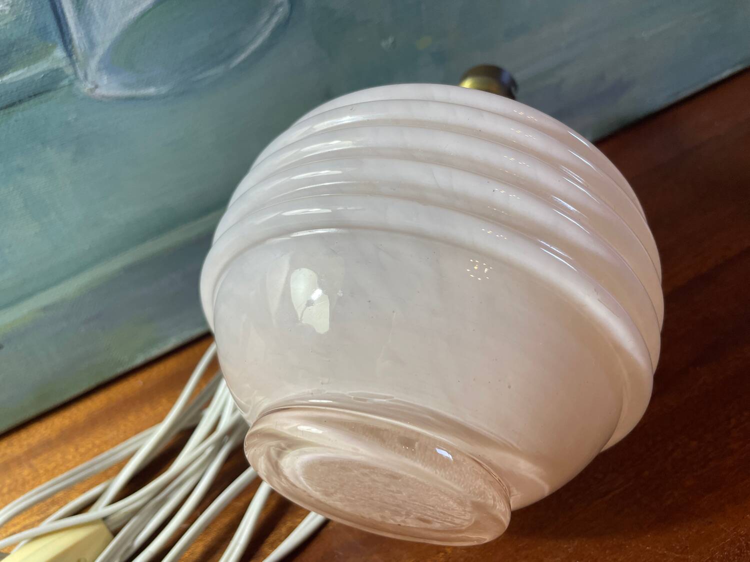 Art Deco lamp pink glass