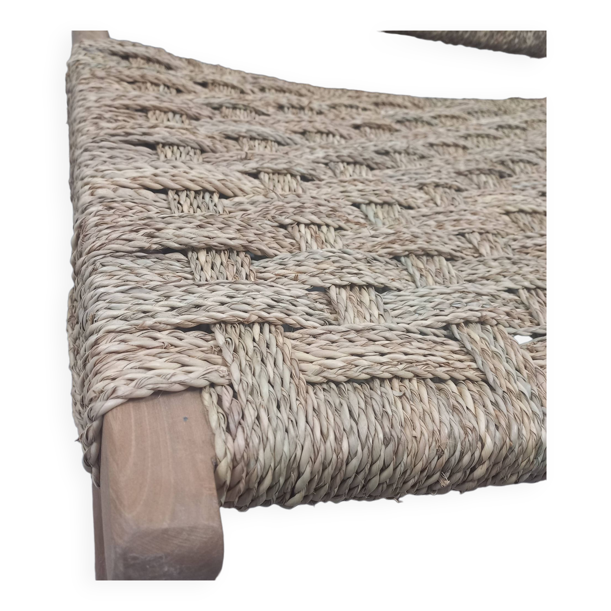 Chair woven from palm leaves
