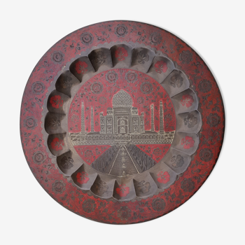 "Taj Mahal" chiseled metal tray