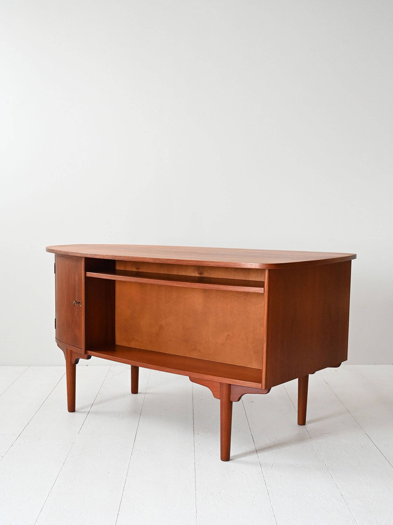 1960s oval Scandinavian teak desk