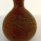 Pichet accolay marron motif fleurs