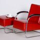 Set of Bauhaus Armchair with Foot Stool attributed to Mucke Melder, 1930s