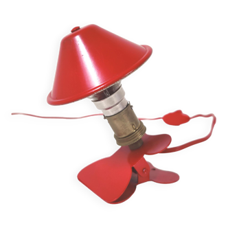 Lampe spot liseuse champignon vintage à pince en métal rouge