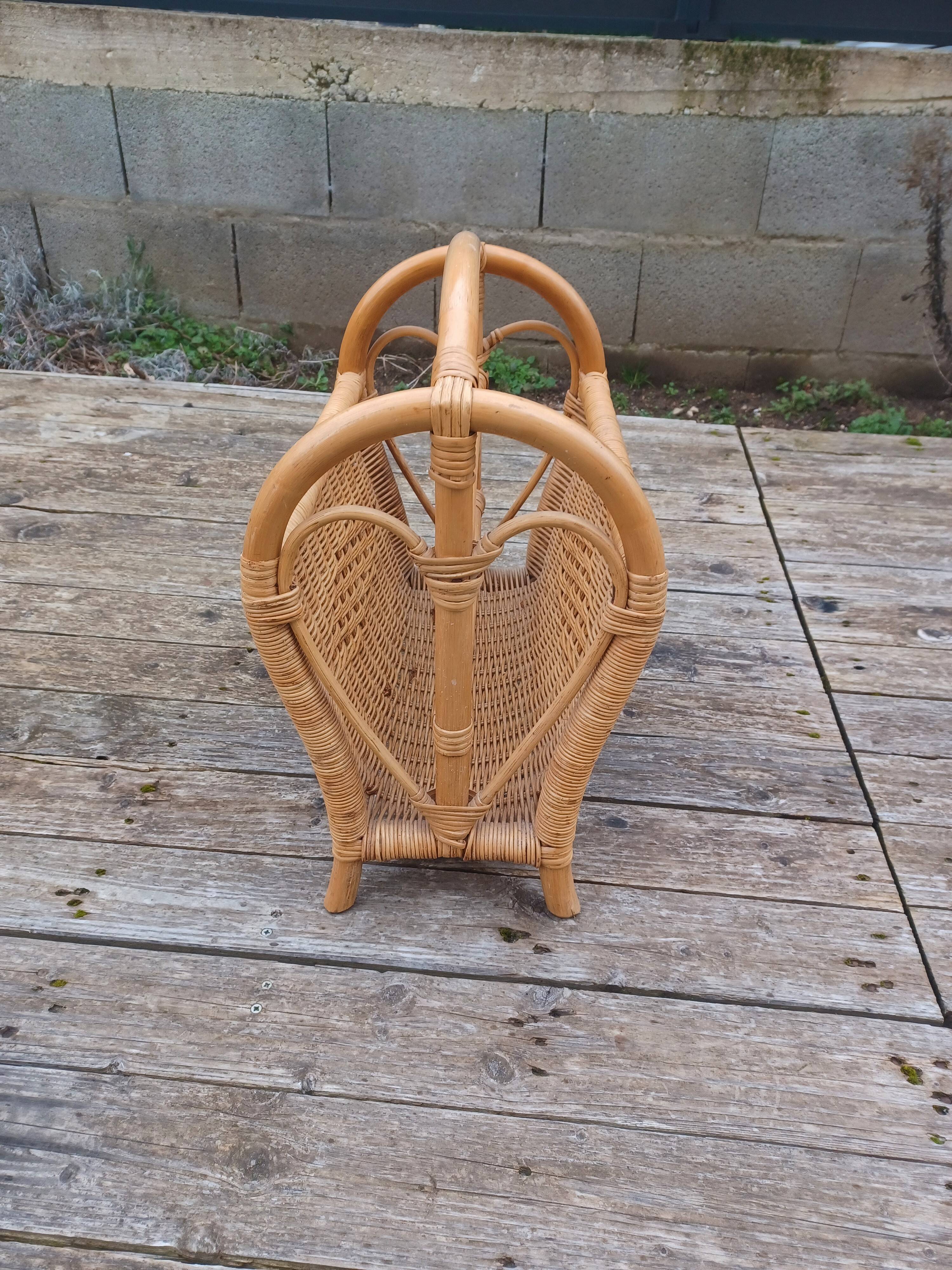 Vintage bamboo and rattan magazine rack -