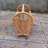 Vintage bamboo and rattan magazine rack -