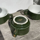 3 dark green bistro tea cups from Caen