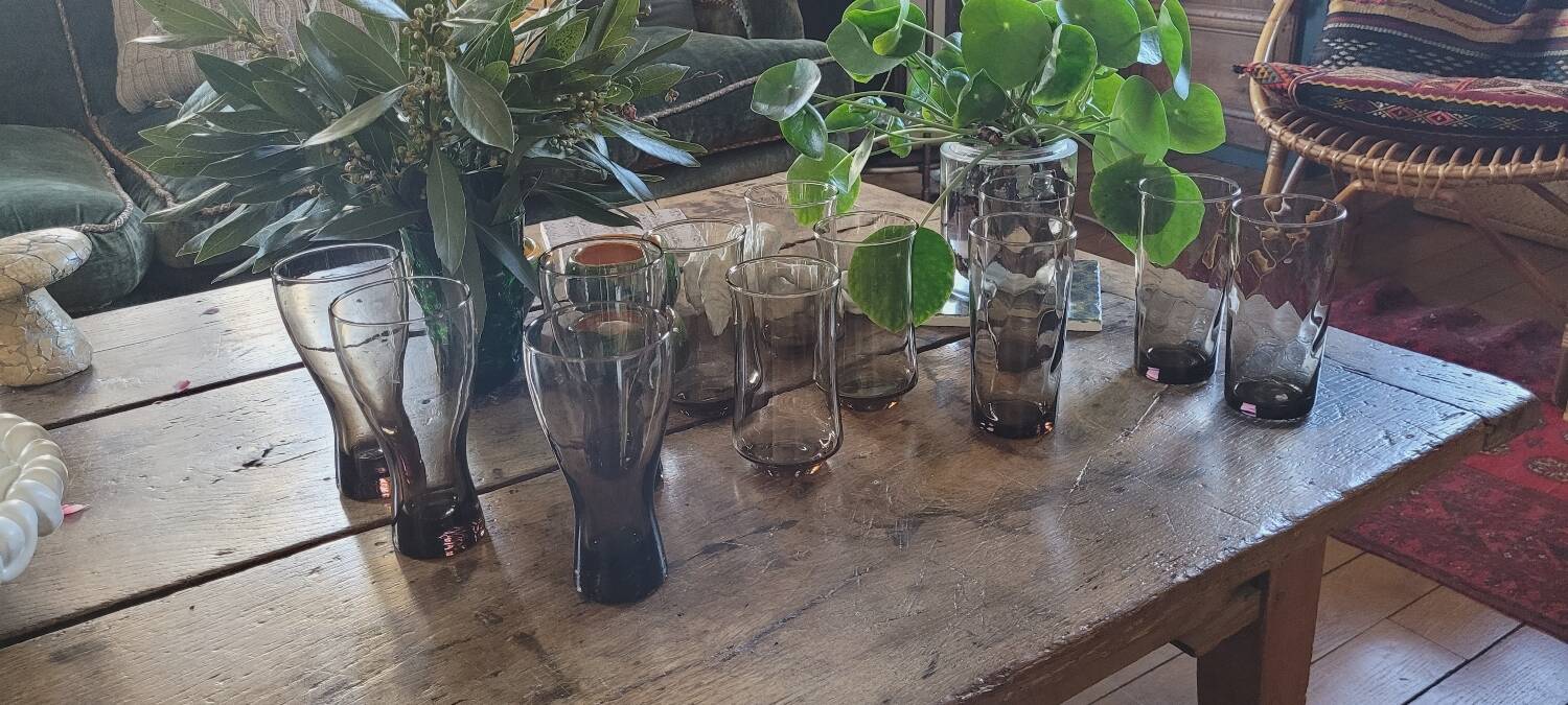 Set of 12 80's long drink glasses