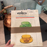 Set of 6 cups and saucers tea coffee Vereco amber vintage 70´