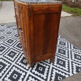 Narrow Art Deco sideboard in light walnut with gray marble top