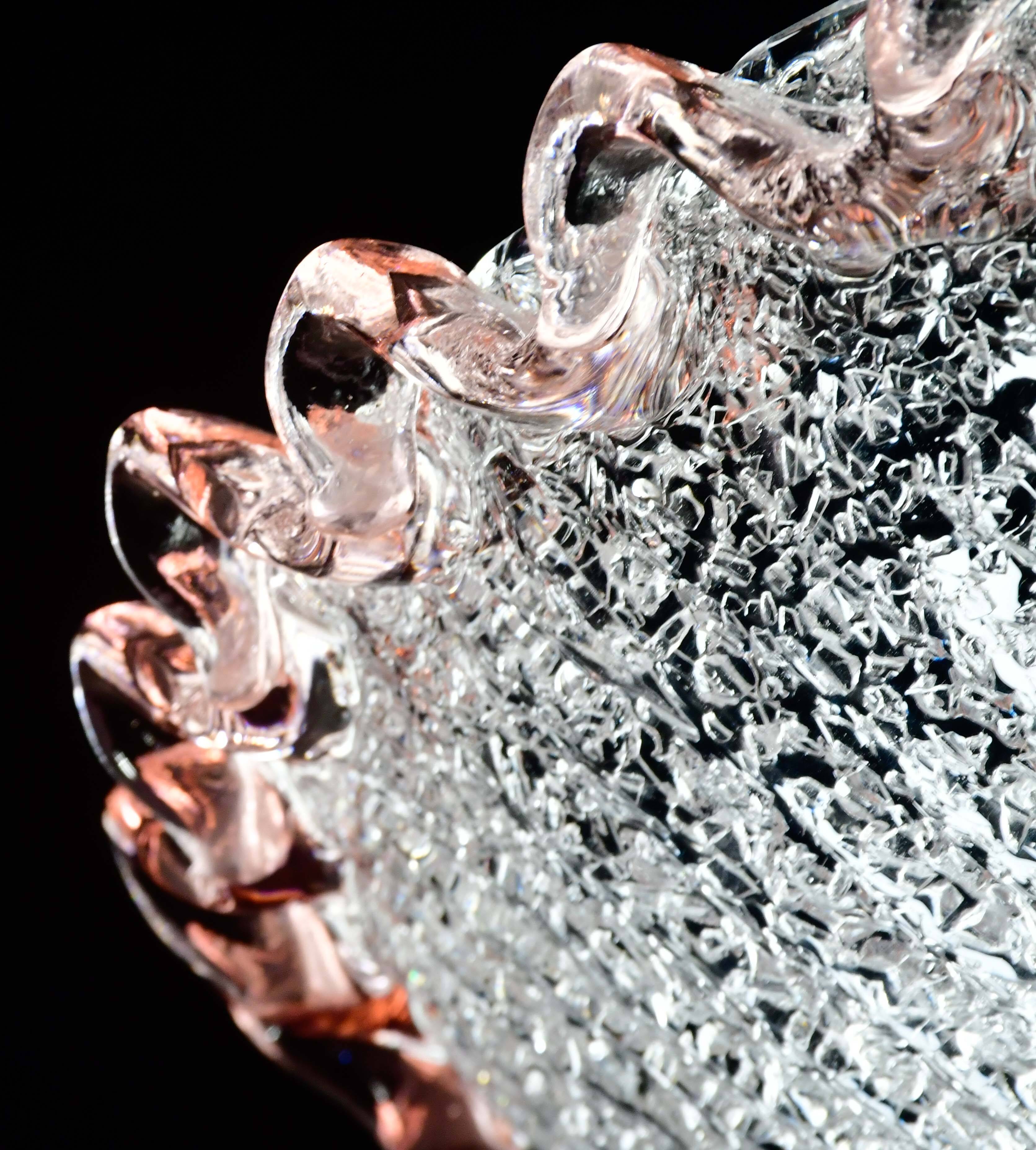 Charming Italian pink Murano glass ceiling fixture, Murano, 1970