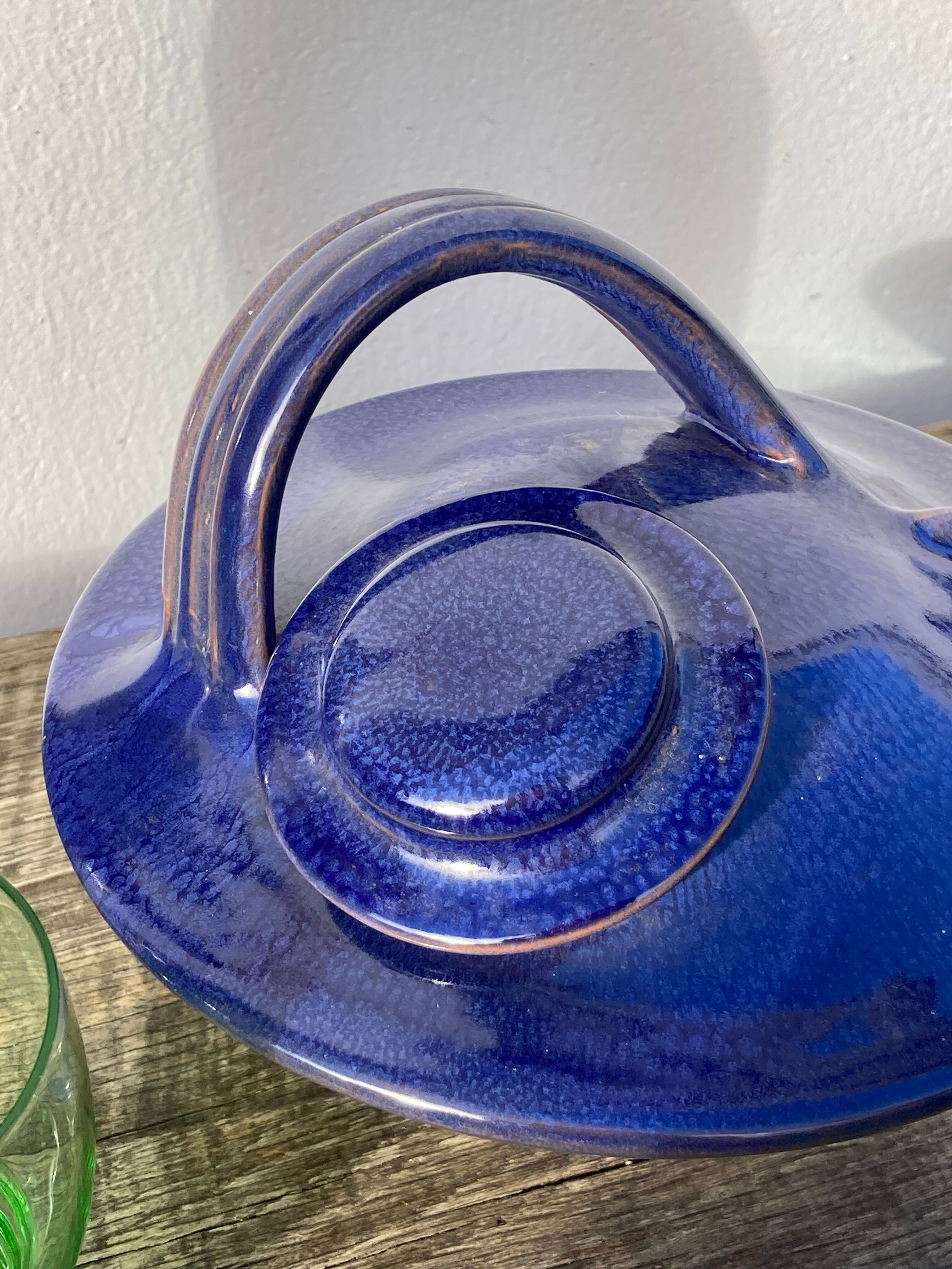 Organic teapot in blue ceramic