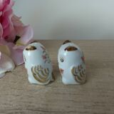 Old vintage hand painted ceramic owl salt and pepper shakers