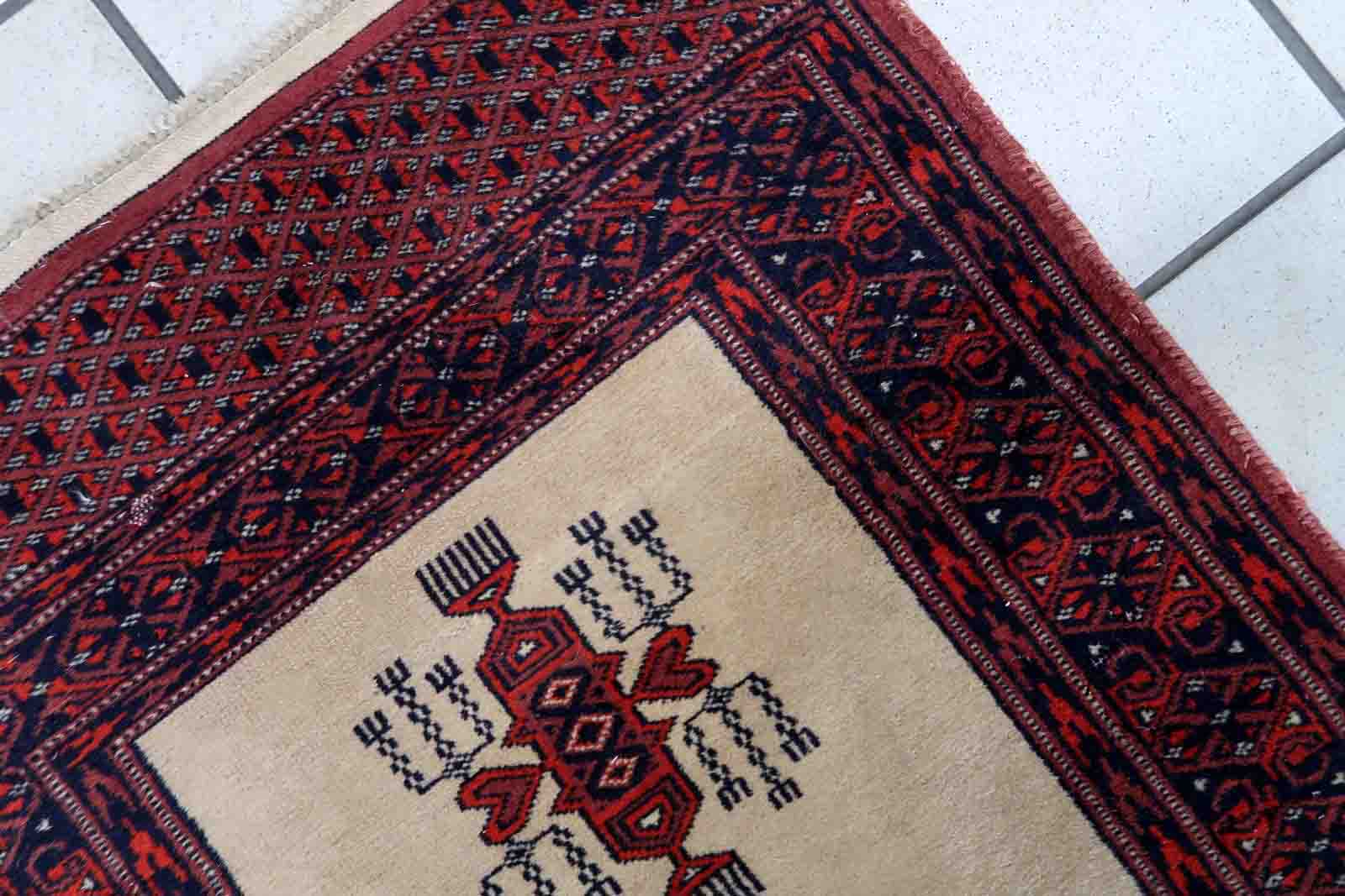 Vintage carpet Uzbek Bukhara handmade 61cm x 190cm 1960s