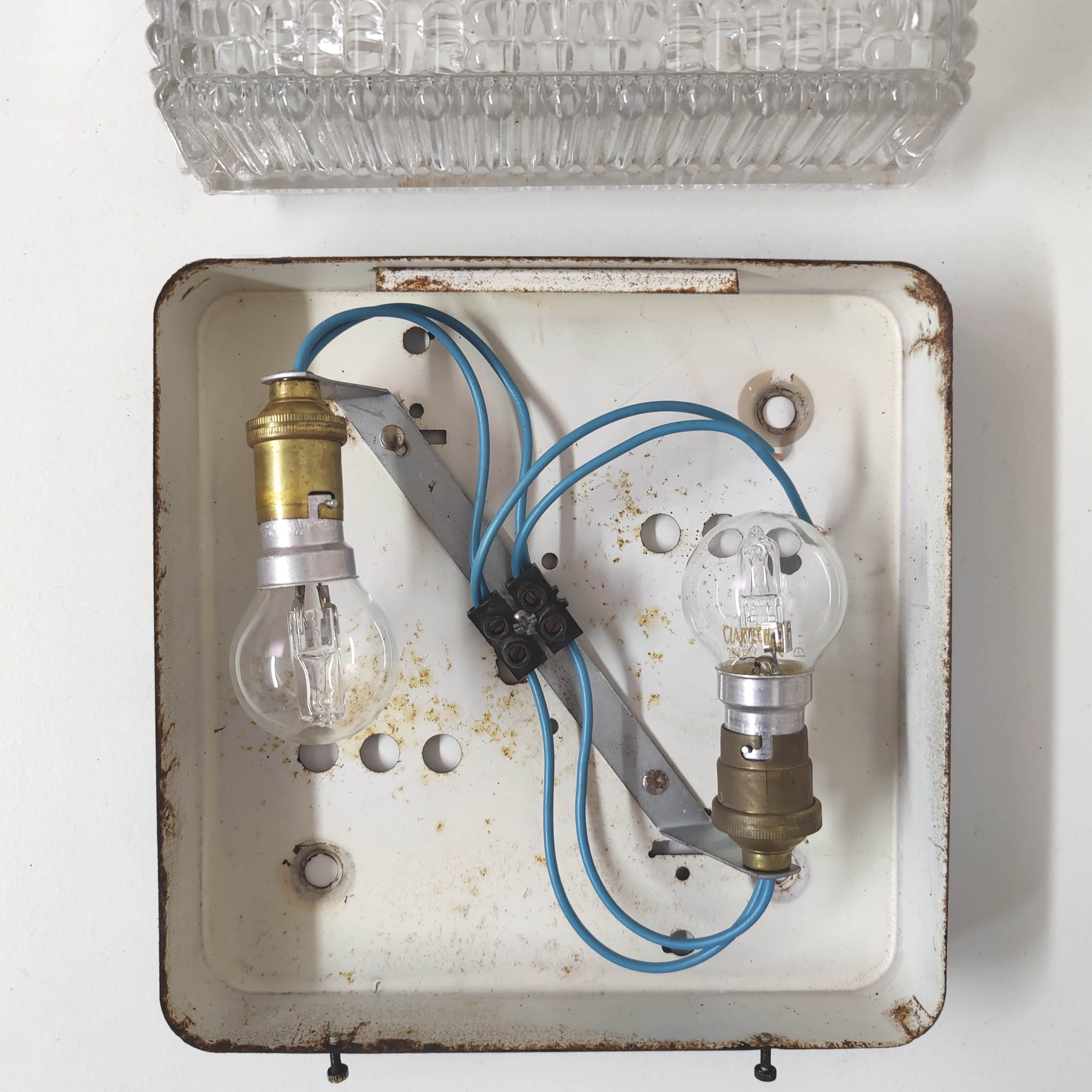 Vintage wall lamp ceiling lamp glass bubbles and metal 60s