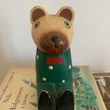 Vintage wooden decorative painted bear from the 60s