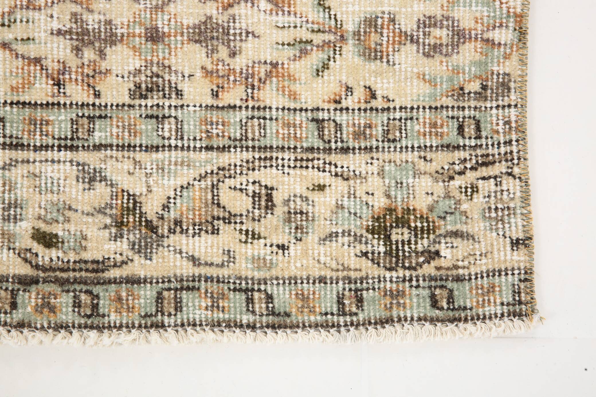 3x10 Beige & Brown Turkish Runner Rug, 84x263Cm