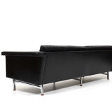 Danish leather sofa with chrome legs and teak ends