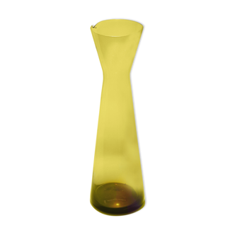 Scandinavian yellow glass carafe