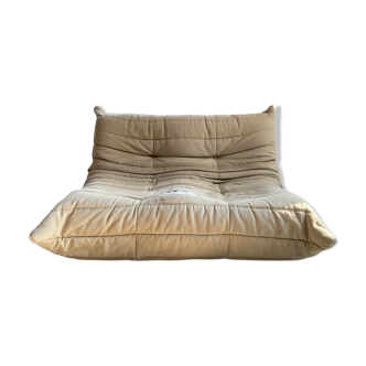 2-seater Sofa Togo Line Roset worn beige fabric