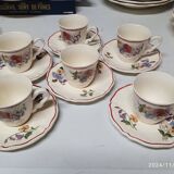 6 cups with saucers Sarreguemines Agreste - Lot 1