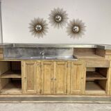 19th-century zinc and solid oak bar counter