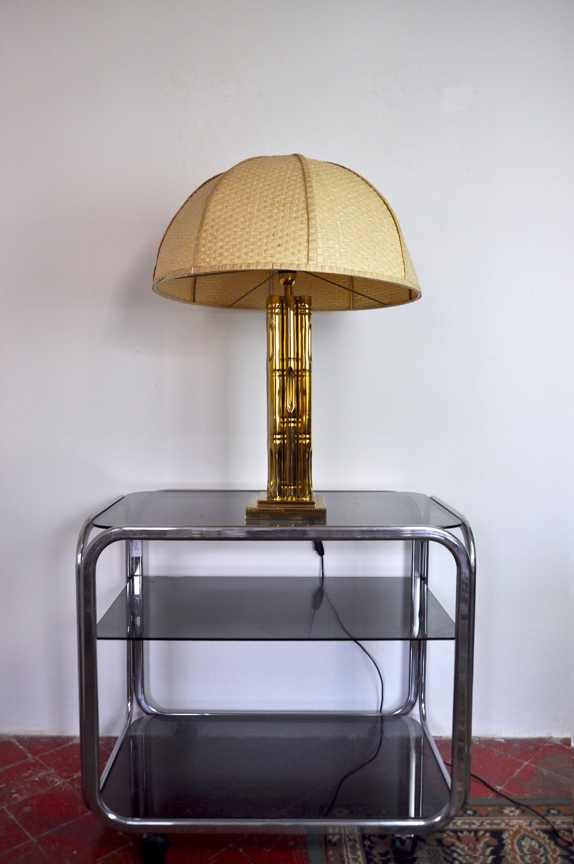 Faux bamboo brass lamp, France, 1970