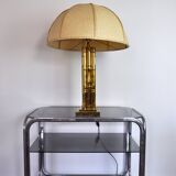 Lampe faux bambou en laiton, France, 1970