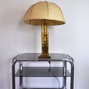 Lampe faux bambou en laiton, France, 1970
