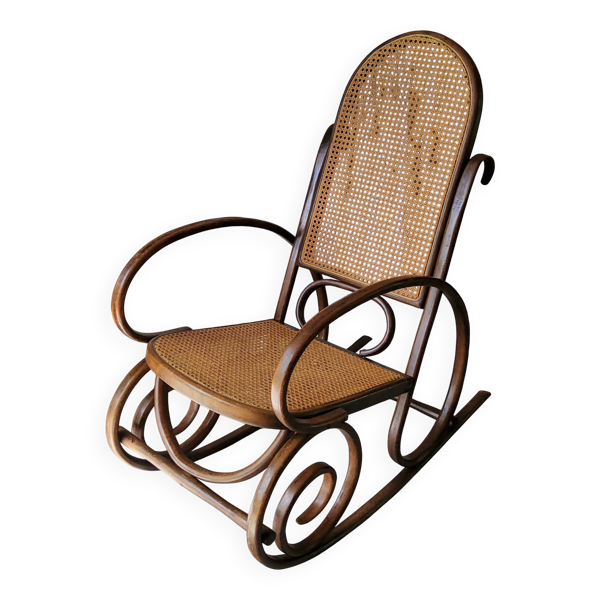 Rocking-chair en cannage ancien