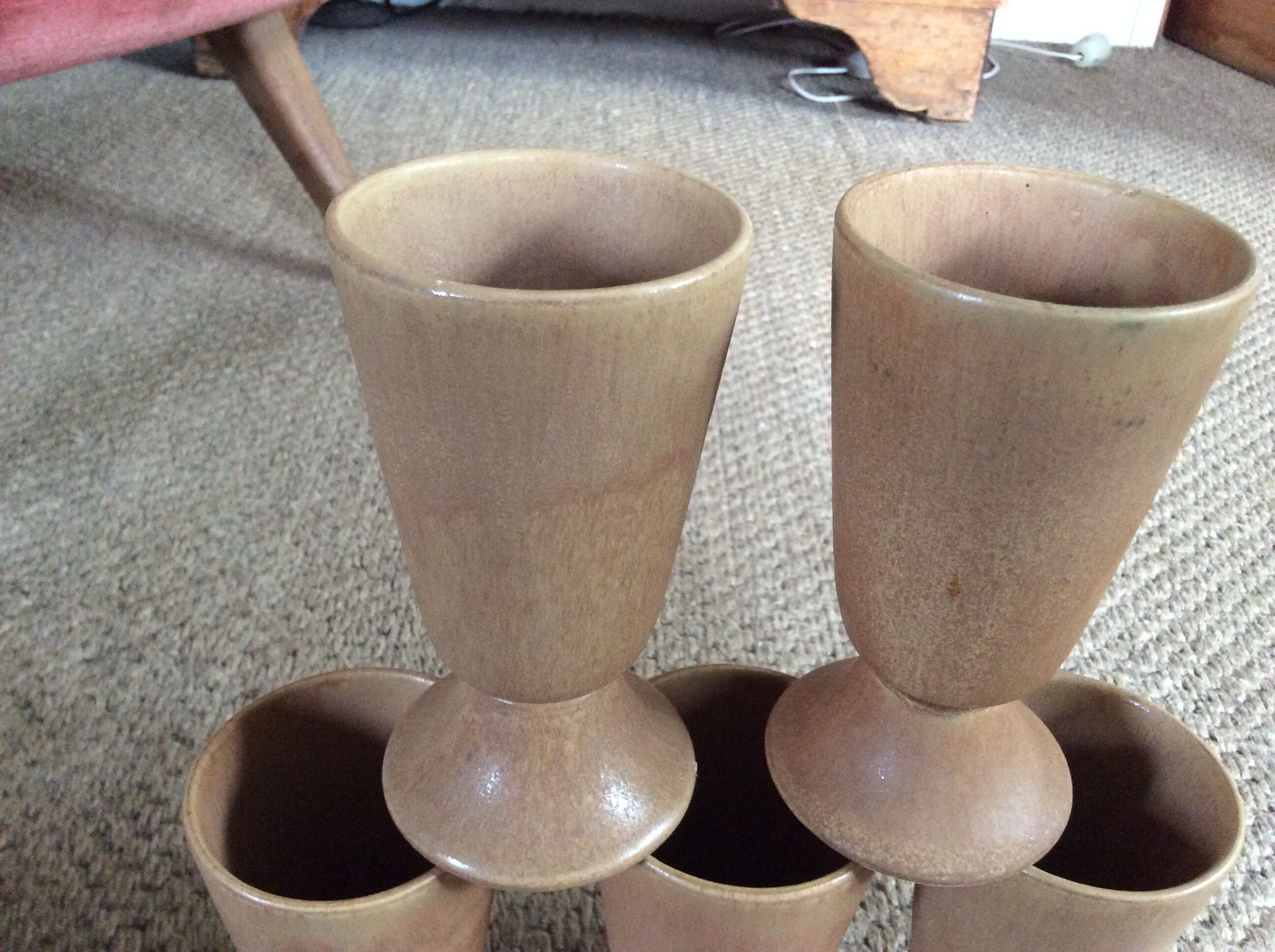 Series of 5 sandstone cups