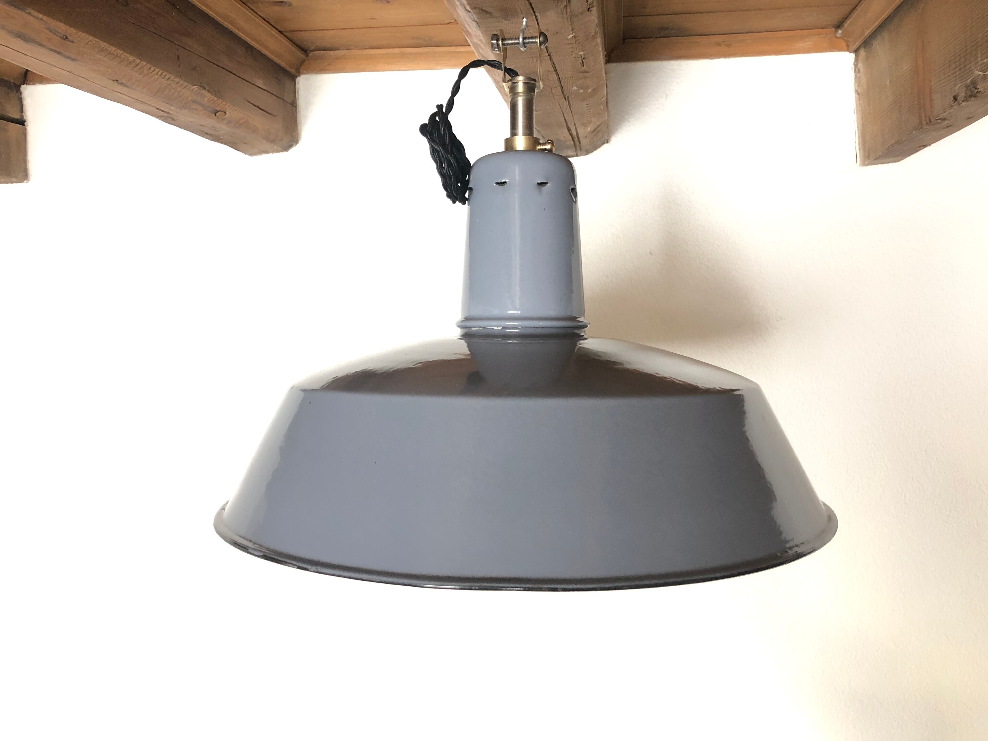 Pair of factory enamelled suspension lamp