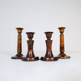 Mid-century set of 4 birch candlesticks by Carl Malmsten, Sweden, 1960s.