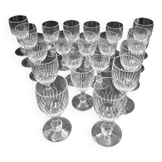 10 wine glasses + 10 water glasses in crystal signed by Baccarat, Passy model