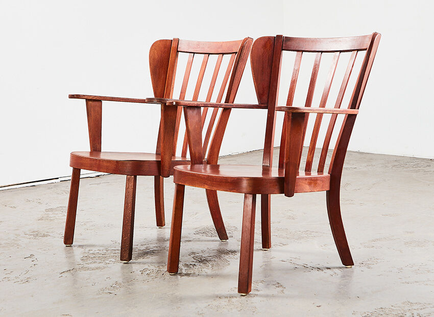 Christian E. Hansen pair of Canada easy chairs for Fritz Hansen Denmark 1940