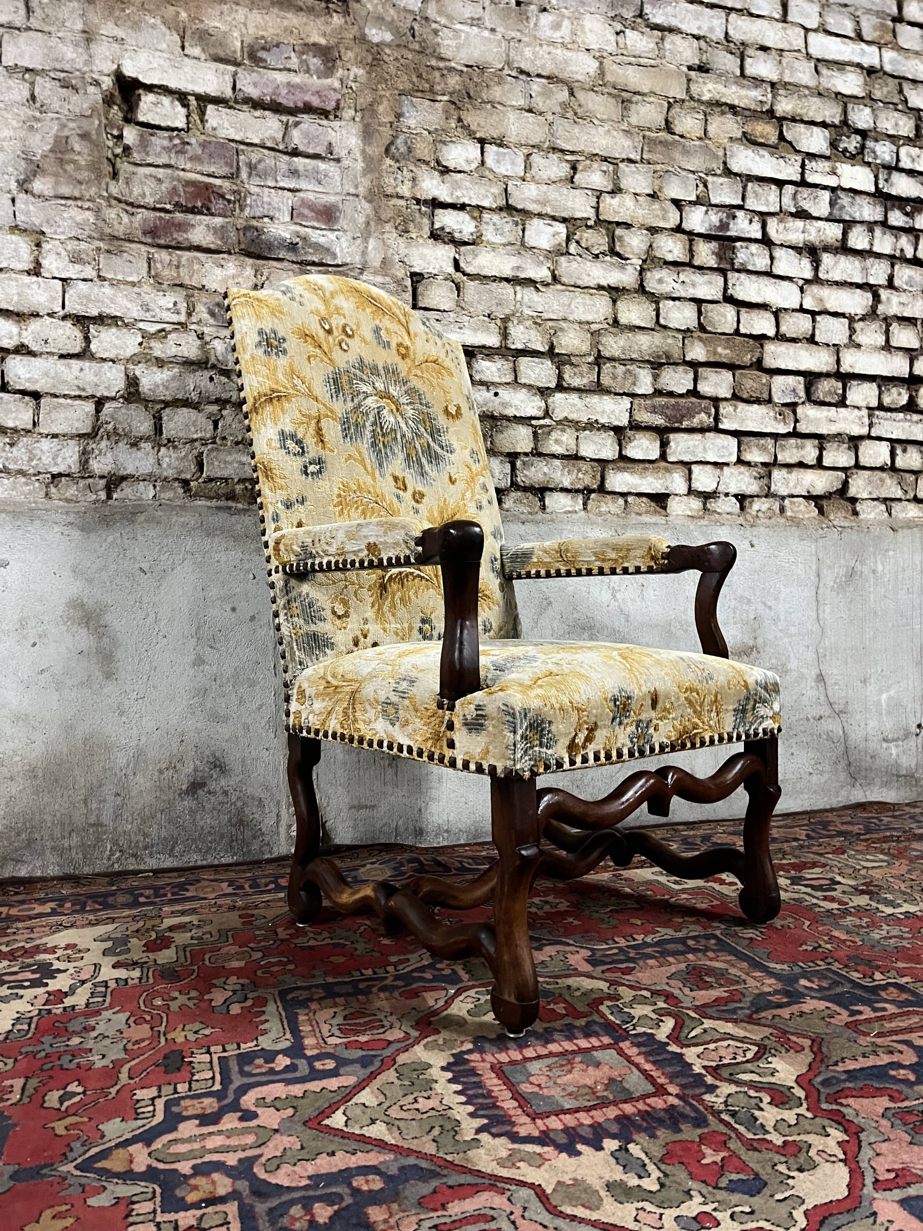 Walnut armchair from louis xiii period from the 17th century