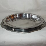 Lot of 2 oval stainless steel dishes