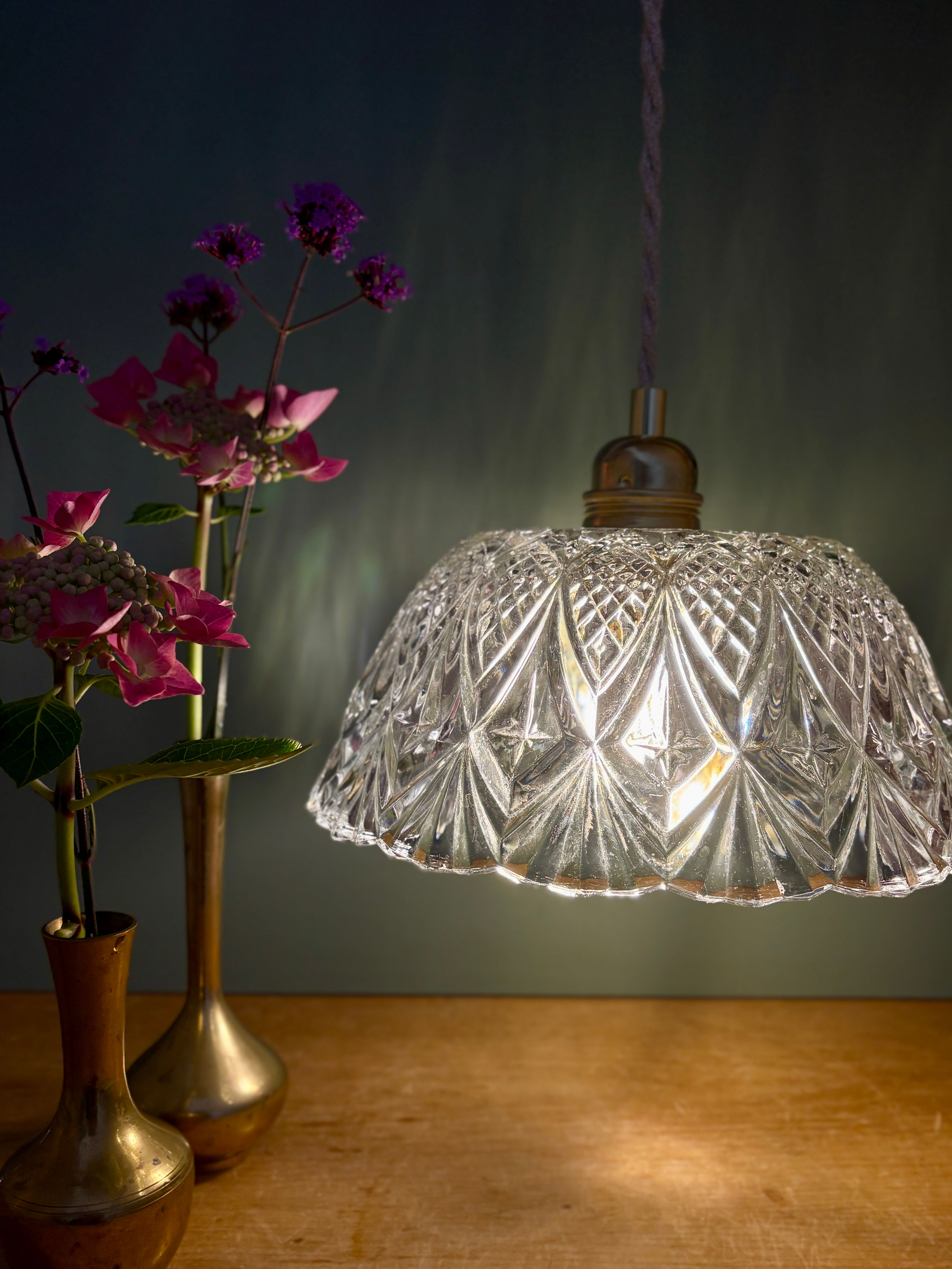 Vintage glass pendant light - tableware collection -