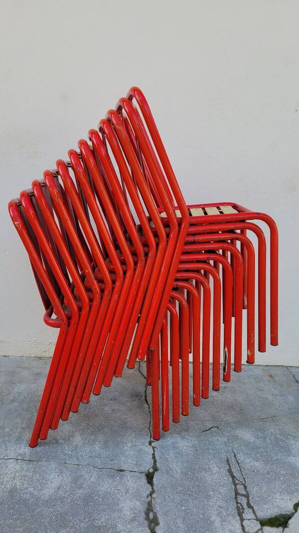Série de 12 chaises de bistrot Tolix de Xavier Pauchard modèle T4 - 1950s
