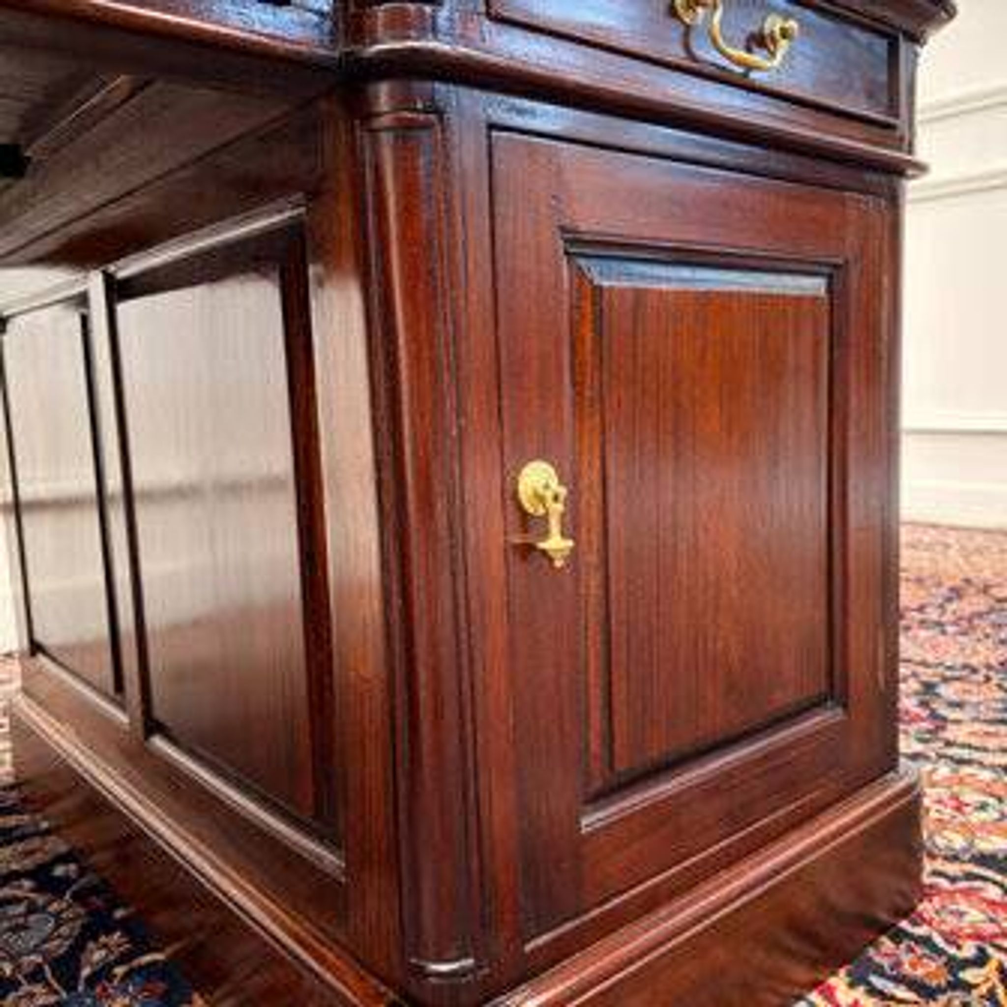 Bureau partenaire anglais classique en cuir vert